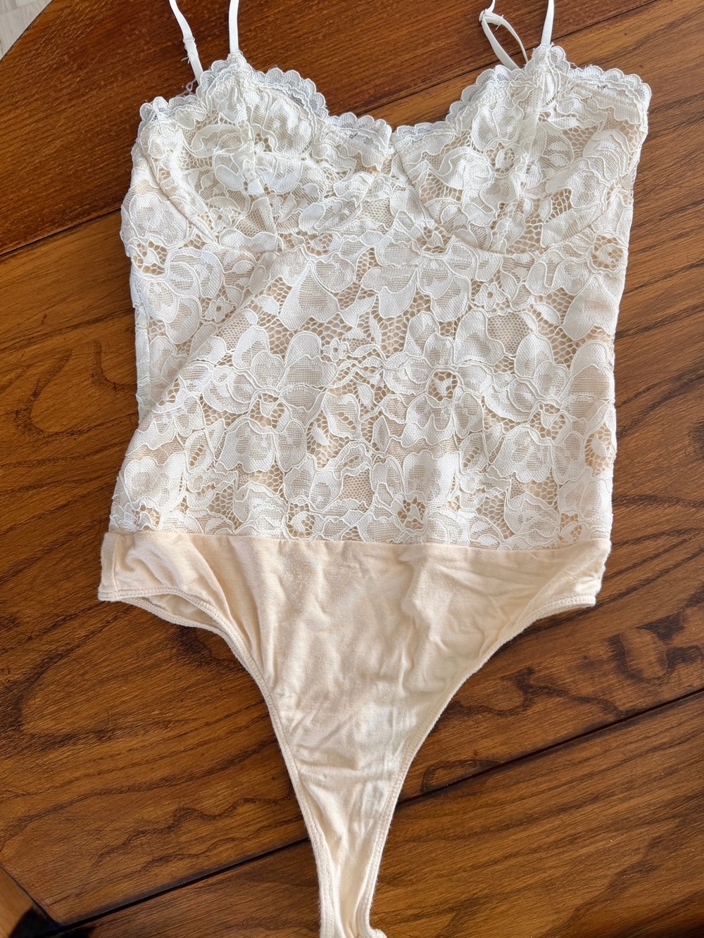 Lulu's Cream Lace Floral Bodysuit Chemise